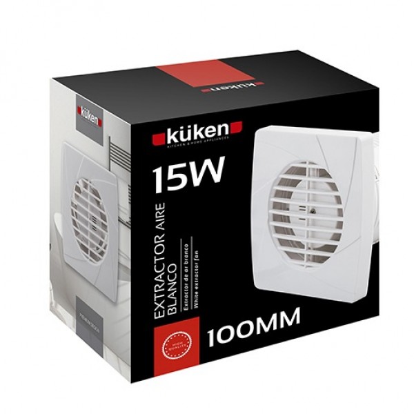 Extractor aire blanco 15w 100mm.
