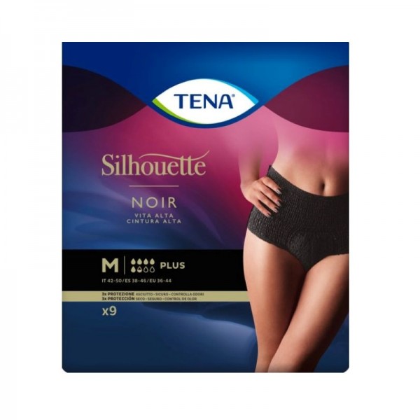 Tena Silhouette Noir Braguitas Absorbentes Cintura Alta Negra Talla m 9 Unidades