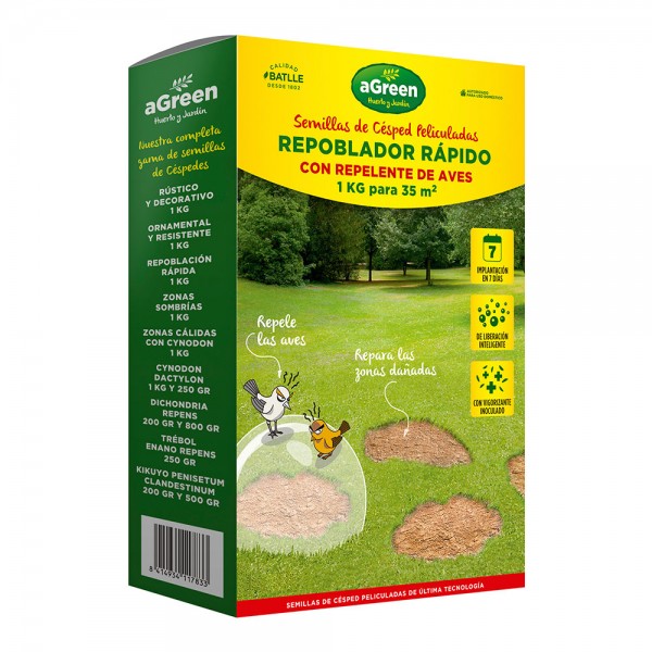 Césped repoblado rápido con repelente para aves 1 kg
