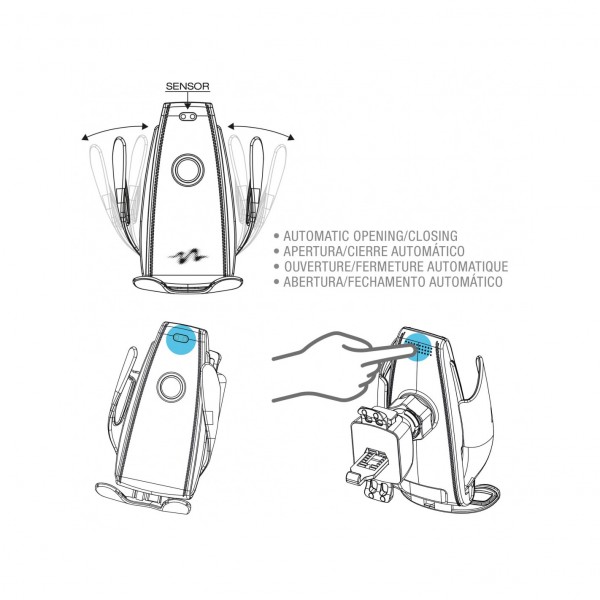 Cargador Inalámbrico Coche Soporte con Cierre y Apertura Automático