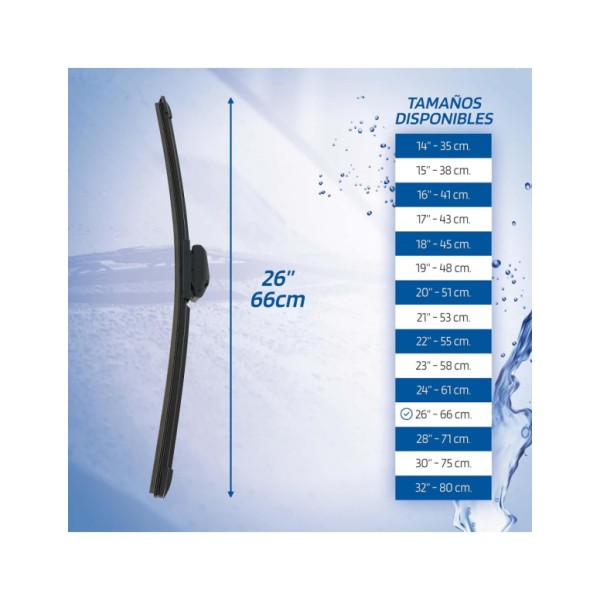 Escobilla Limpiaparabrisas Modelo Aquan71 Ultra Flex Series 28" 71 cm 1 Unidad con 8 Adaptadores