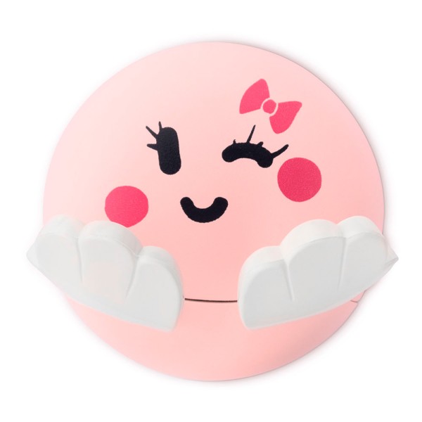 Colgador adhesivo infantil diseño cara rosa (pack 3 unidades)