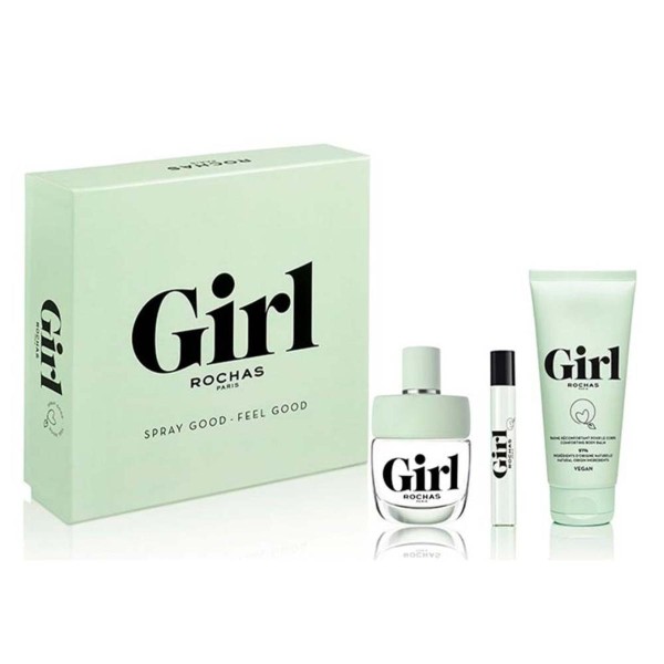 Rochas girl eau de toilette 100ml vaporizador + locion corporal perfumada 100ml + miniatura eau de toilette 7 5ml