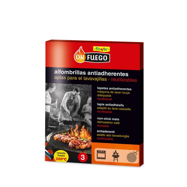 Alfombrilla antiadherente reutilizable para cocinar en barbacoa, okfuego, 30 x 40 cm, 3 uds