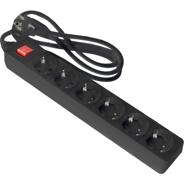 Base onlex negra 6tomas cable/int.5mt